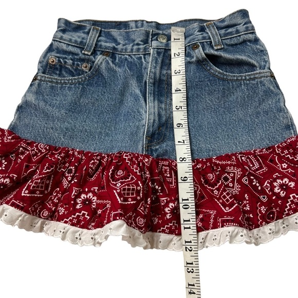 Levis Skirt Girls W22 x L12 Denim - Red Patriotic Theme Bandana No Tag Approx 4T - Picture 5 of 7